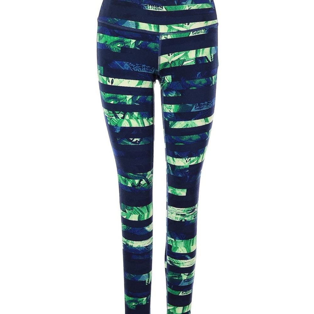 Athleta S Small Chaturanga Tight Leggings, Blue Green Floral Flow Mid Rise